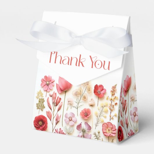 Retro Pastel Pink Boho Wildblume Wedding Geschenkschachtel (Vorderseite)