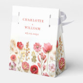 Retro Pastel Pink Boho Wildblume Wedding Geschenkschachtel (Rückseite)