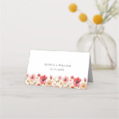 Retro Pastel Pink Boho Wildblume Wedding Platzkarte (Rückseite)