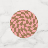 Retro Pastel Pink Braun Karo Warmer Karton Konfetti (Klein Vorderseite)