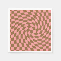 Retro Pastel Pink Braun Karo Warmer Karton