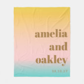Retro Pastel Pink Gradient Einzigartige Hochzeit C Fleecedecke (Vorderseite)