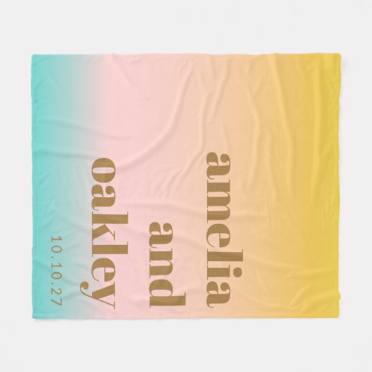 Retro Pastel Pink Gradient Einzigartige Hochzeit C Fleecedecke (Vorderseite (Horizontal))