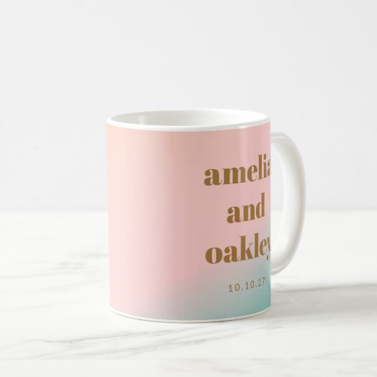 Retro Pastel Pink Gradient Einzigartige Hochzeit C Kaffeetasse (VorderseiteRechts)