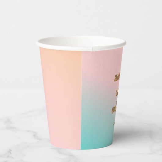 Retro Pastel Pink Gradient Einzigartige Hochzeit C Pappbecher (Rechts)