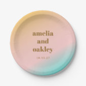 Retro Pastel Pink Gradient Einzigartige Hochzeit C Pappteller (Vorderseite)