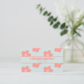 Retro Pastel Pink Groovy Floral Boho Girly Unique Visitenkarte (Stehend Vorderseite)
