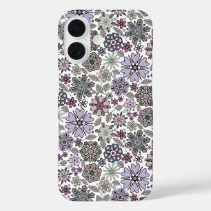 Retro Pastel Pink Lila floral Nahtloses Muster iPhone 16 Hülle