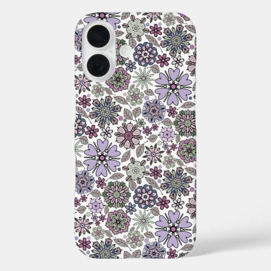 Retro Pastel Pink Lila floral Nahtloses Muster Case-Mate iPhone Hülle (Rückseite)
