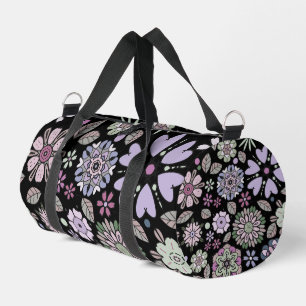 Retro Pastel Pink Lila floral Nahtloses Muster Duffle Bag