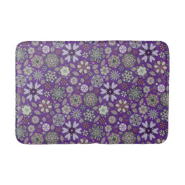 Retro Pastel Pink Purple Floral Seamless Pattern Badematte