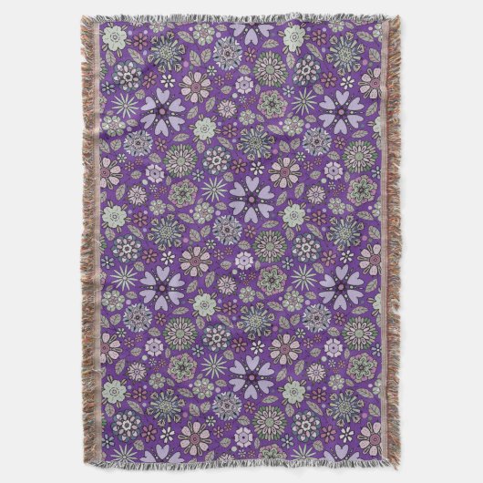 Retro Pastel Pink Purple Floral Seamless Pattern Decke (Vorderseite Vertikal)