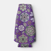 Retro Pastel Pink Purple Floral Seamless Pattern Flaschenkühler (Vorderseite)