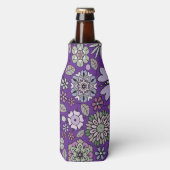 Retro Pastel Pink Purple Floral Seamless Pattern Flaschenkühler (Flaschenvorderseite)