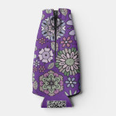 Retro Pastel Pink Purple Floral Seamless Pattern Flaschenkühler (Rückseite)