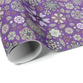 Retro Pastel Pink Purple Floral Seamless Pattern Geschenkpapier (Rolleneckpunkt)