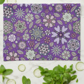 Retro Pastel Pink Purple Floral Seamless Pattern Geschirrtuch (Gefaltet)