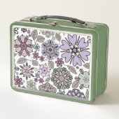 Retro Pastel Pink Purple Floral Seamless Pattern Metall Brotdose (Vorderseite)