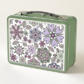 Retro Pastel Pink Purple Floral Seamless Pattern Metall Brotdose (Rückseite)