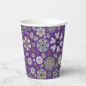 Retro Pastel Pink Purple Floral Seamless Pattern Pappbecher (Rückseite)