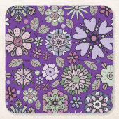 Retro Pastel Pink Purple Floral Seamless Pattern Rechteckiger Pappuntersetzer (Vorderseite)