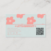 Retro Pastel Pink QR Code Groovy Floral Boho Girly Visitenkarte (Rückseite)