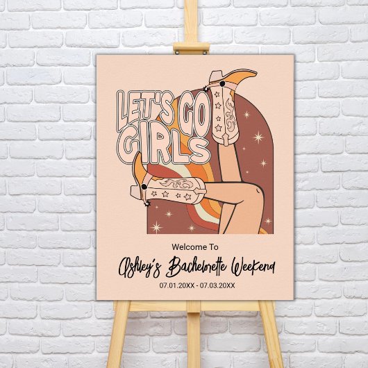 Retro Pastel Pink Rodeo Bachelorette Begrüßungszei Poster