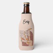 Retro Pastel Pink Rodeo Bachelorette Flaschenkühler (Flaschenvorderseite)