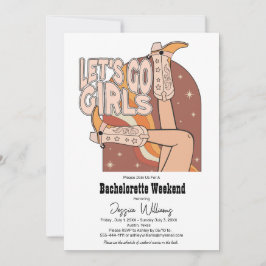 Retro Pastel Pink Rodeo Bachelorette Wochenende Einladung