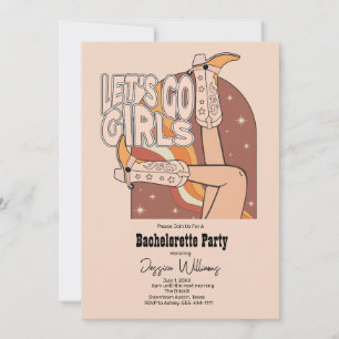 Retro Pastel Pink Rodeo Junggeselinnen-Abschied Einladung