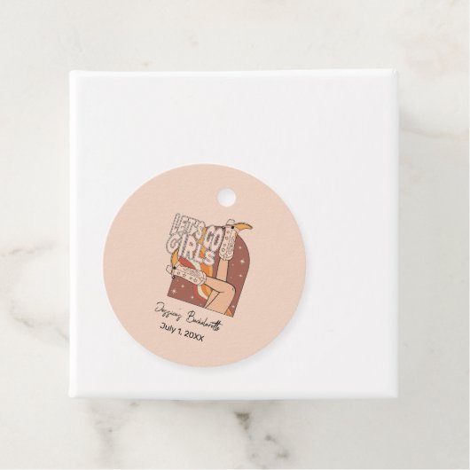 Retro Pastel Pink Rodeo Junggeselinnen-Abschied Geschenkanhänger (Beispiel)