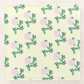 Retro Pastel Pink Wilde Rose Blume Muster Glasuntersetzer (Vorderseite)