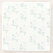 Retro Pastel Pink Wilde Rose Blume Muster Glasuntersetzer (Rückseite)