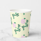 Retro Pastel Pink Wilde Rose Blume Muster Pappbecher (Rechts)