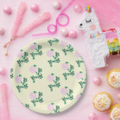 Retro Pastel Pink Wilde Rose Blume Muster Pappteller (Party)