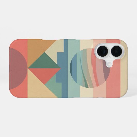Retro Pastel Planet on Blocks iPhone 16 Hülle (Rückseite (Horizontal))