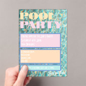 Retro Pastel Pool Party Invitation Acryleinladungen (Insitu (Handheld))