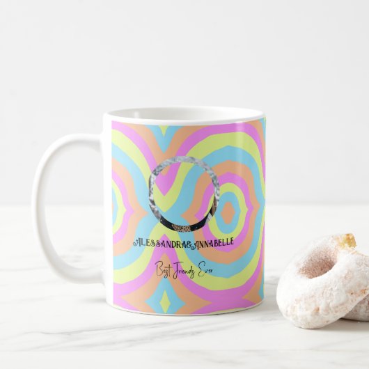 Retro Pastel Rainbow Foto-Vorlage bester Freund Kaffeetasse (Mit Donut)