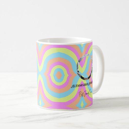 Retro Pastel Rainbow Foto-Vorlage bester Freund Kaffeetasse (VorderseiteRechts)