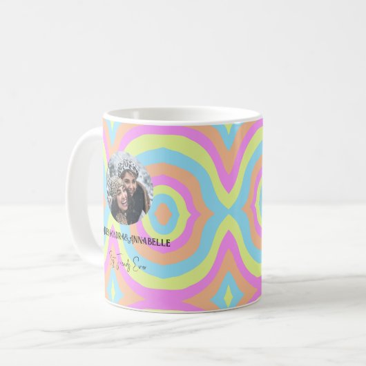 Retro Pastel Rainbow Foto-Vorlage bester Freund Kaffeetasse (Vorderseite Links)