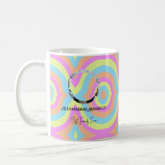 Retro Pastel Rainbow Foto-Vorlage bester Freund Kaffeetasse (Links)