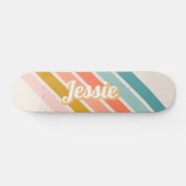 Retro Pastel Rainbow Personalisiert Name Skateboard (Horizontal)