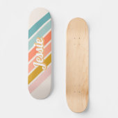 Retro Pastel Rainbow Personalisiert Name Skateboard (Vorderseite)