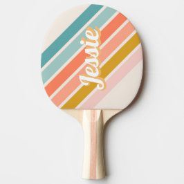 Retro Pastel Rainbow Personalisiert Name Tischtennis Schläger