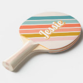 Retro Pastel Rainbow Personalisiert Name Tischtennis Schläger (Vorderseite)