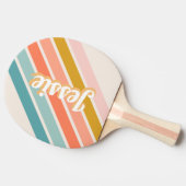 Retro Pastel Rainbow Personalisiert Name Tischtennis Schläger (Seitenansicht)