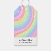 Retro Pastel Rainbow Wavy Pattern Stars Geschenkanhänger (Vorderseite)