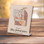 Retro Pastel Rosa Rodeo Bachelorette Hintergrundbi Sockelschild