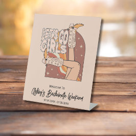 Retro Pastel Rosa Rodeo Bachelorette Hintergrundbi Sockelschild