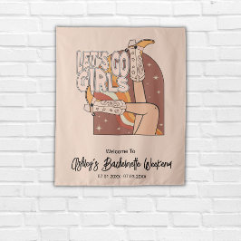 Retro Pastel Rosa Rodeo Bachelorette Hintergrundbi Wandteppich
